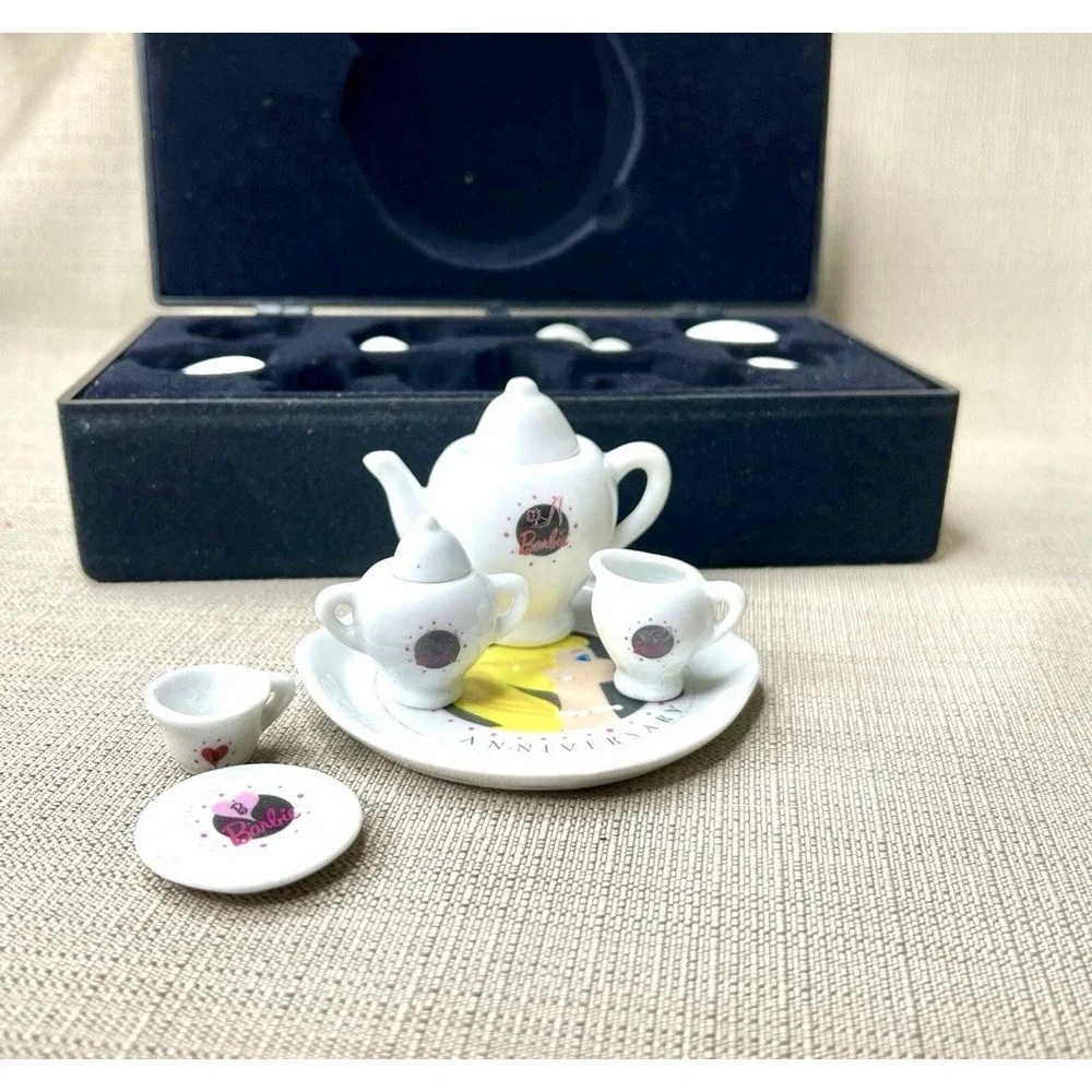 VINTAGE Barbie Miniature Nostalgic China Tea Set 35th Anniversary Teapot Dishes
